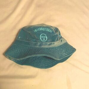 Sergio Tacchini Sovana Turquoise Blue Velour Bucket Hat